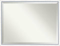 Amanti Art White Wall Mirror 32x42 Morgan White Blue Rectangle Bathroom Mirror for Wall Decor Living Room, X-Large Modern Wood Frame, Hangs Horizonally and Vertically, Bathroom Decor, Beveled Edge