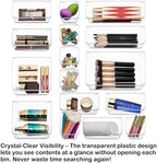 16 Pack Drawer Organizer Set, 4-Size Desk Drawer Organizer Fridge Storage Trays Containers Organization Food Storage Snack Organiser Storage Bins for Makeup Kitchen Utensils Gadgets Office