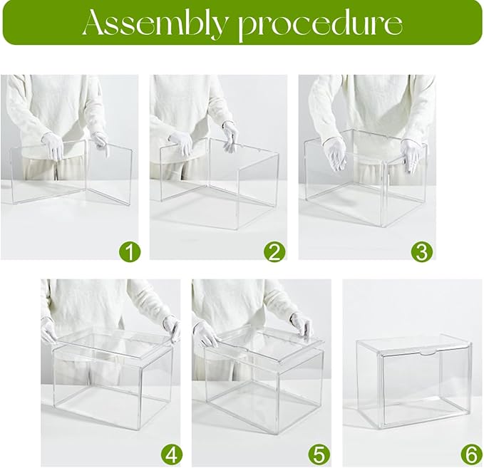 Acrylic Display Case with an Adjustable Divider, 2 Tiers XXX-Large Boot Shoe Storage Boxes Clear Plastic Stackable Storage Bin with Lids,2 Pack Super Large Clear Display Box for Shoes, Collectibles