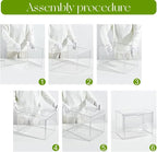 Acrylic Display Case with an Adjustable Divider, 2 Tiers XXX-Large Boot Shoe Storage Boxes Clear Plastic Stackable Storage Bin with Lids Super Large Clear Display Box for Shoes, Collectibles