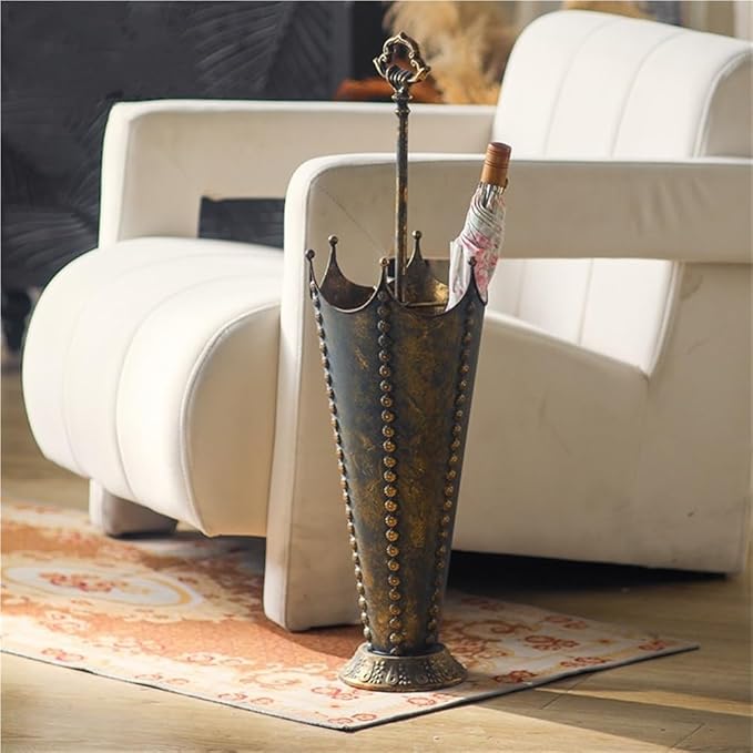Vintage Metal Umbrella Holder, Creative Umbrella Shape Home Decor, Retro Freestanding Cane Holder, Multifunctional Umbrella Stand for Home or Commercial