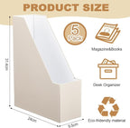 AmazingSpark 5 Pack Magazine File Holder Office Desk Storage Holder Set Vertical Desk Cardboard Organizer for Office Home Classroom Organize Your File Magazines Paperwork Books or Binders (Beige)
