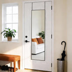 DUMOS 47"x14" Full Length Door Mirror, Full Body Mirror with Aluminum Alloy Thin Frame, Leaning or Hanging, Suitable for Bedroom, Livingroom, Cloakroom, Black