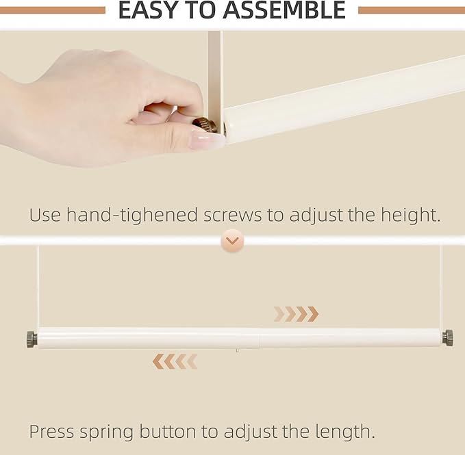 STORAGE MANIAC Adjustable Closet Rod Hanging Clothes Heavy Duty Closet Extender Hanging Rod Space-Saving Clothes Hanging Bar Double Closet Hanging Rod Hanging Closet Organizer Closet Bar,2 Pack White