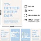 DSHFG Motivational Inspirational Office Wall Art Decor Prints Set of 4, Black Motivational Wall Decor Trendy Retro Posters for Office Home Decor, 8x10 Unframed (Blue)