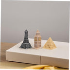 Milisten 3pcs Miniature Architectural Model Set Pyramid Statue Eiffel Tower Clock Tower Figurines Scene Accessories for Home Décor and Collectible Display