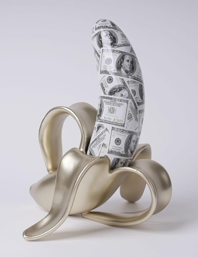 Banana Statue Abstract Sculpture Decor Modern Gift Table Centerpiece Figurine for Home Room Office Polyresin 13.4 Inch