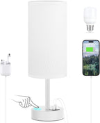 Dicoool White Touch Bedside Lamp for Bedroom - 3 Way Dimmable Table Lamp with USB, Nightstand Lamp with White Charging Station for Desk Dorm, Girl Kids Room, Small