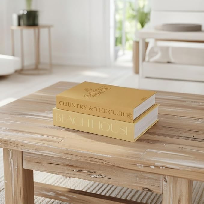 ORITZIO Yellow Faux Books Set of 9 - Hidden Storage Decorative Fake Books for Coffee Table, Home Staging, Interior Design & Fashion Accents & Beach House Accessories