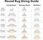 OLANLY Cream Round Rugs for Bedroom - Machine Washable, 3 ft Circle Area Rugs for Living Room, Soft and Fluffy Shaggy Carpet for Teen Girl and Boys, Nursery Rooms, Dorms, Home Decor Aesthetic