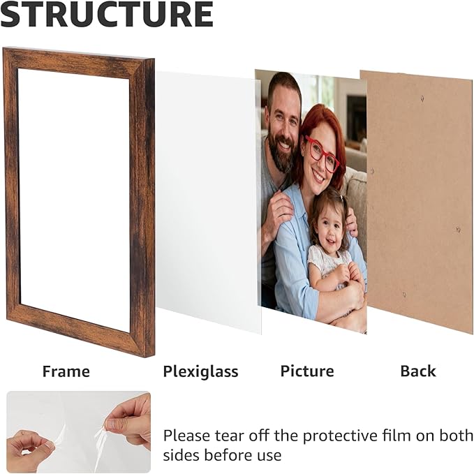 Giftgarden 5x7 Picture Frame Set of 18, Lightweight 5 by 7 Frames Bulk for Gallery Wall Photo Hanging and Tabletop Display, Rustic Brown