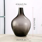 Gray Black Glass Vase - 12" Smoked Glass Vase, Large Black Jar, Modern Balloon Demijohn for Decor Living Room, Jarrones Decorativos para Sala, Modern Home Decor
