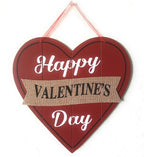Happy Valentine's Day Heart Wooden Wall Decoration, Heart-shaped Red Wood & Burlap Decor, Valentine's Hanging sign Door Decor, Love Plaque Valentine's Day Door Decor, 11.5 x 11.5 in (Original Version)