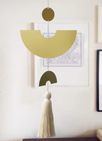 Gold Boho Wall Hanging Tassel Wrought Iron Modern Room Decor 31"