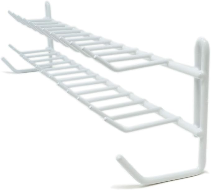 Huji Wall Mount Tie and Belt Rack Organizer, White (2 Pack)