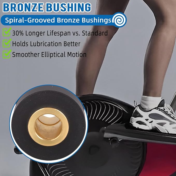 Replacement Roller Wheels for Eclipse 1100HR/A Elliptical - Enhanced PU and Bronze Bushing Design - Quiet and Long-Lasting Exercise Machine Parts (Pair)