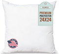 Pillowflex Premium Polyester Throw Pillow Insert - 24x24 - Ultra Soft Square Throw Pillow, Couch Sham, Lumbar, Back, Sofa - Machine Washable - Decorative Accent Form - 1 Soft Pillow