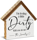 Funny Laundry Room Decor, I'm Feeling a Little Dirty House Shaped Wood Sign, Laundry Room Farmhouse Home Bathroom Decor