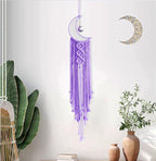 Dream Catchers Purple Moon Dream Catcher with Light, Dream Catcher for Girls Bedroom Decor for Women, Macrame Dreamcatcher Boho Room Wall Decor for Teen Girls Birthday Gifts Women Purple Gift
