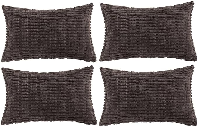 Fancy Homi 4 Packs Decorative Throw Pillow Covers for Living Room Couch Bed, Modern Farmhouse Boho Home Décor Accent Cushion Case, 24" x 14", Dark Brown