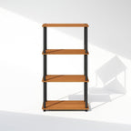 Furinno Turn-N-Tube Book Shelf, 4-Tier Bookshelf, Bookcase with Multipurpose Compact Display Rack, 11.6 x 23.6 x 43.2, for Living Room, Bedroom, Home Office, Light Cherry/Black