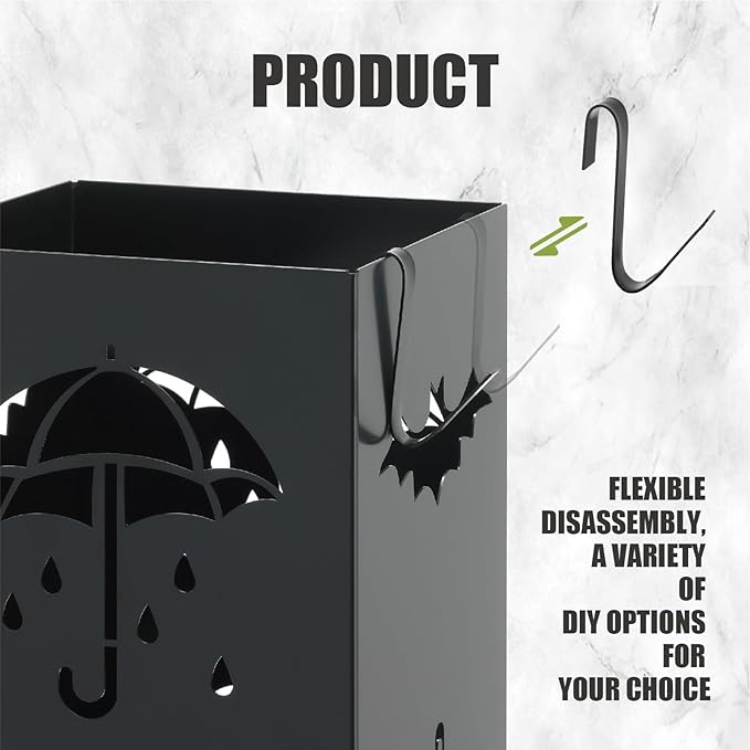 Umbrella stand - Metal vertical umbrella stand - Suitable for entrance halls, stores, offices. Dimensions: 6.3 x 6.6 x 16.34 inches