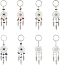 Pandahall 16Pcs Dream Catcher Crystal Charms for Keychains, Antique Silver Bohemia Net Feather Filigree Charms Hanging Ornament Decor for Car Keying Hanging Decoration Birthday Gifts