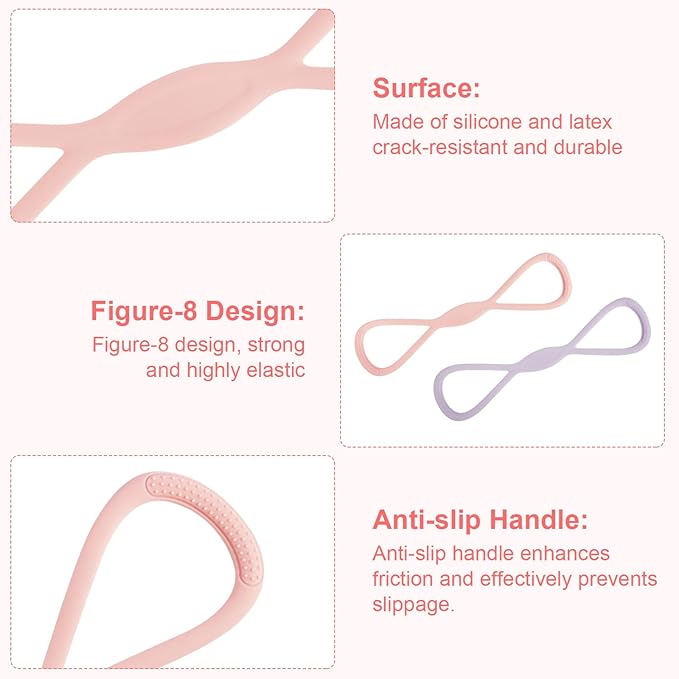 8 Resistance Band for Women, 2 Pcs Exercise Bands Resistance Bands with Handles, Portable 8 Shaped Exercise Band Stretch Bands for Strength Training Yoga Pilates