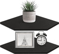 Homode Corner Shelf Wall Mount, Set of 2 Corner Floating Shelves with Wire Hole for TV, Cable Box, Wood Hanging Storage Shelf Organizer for Bathroom Kitchen Living Room Bedroom, Black