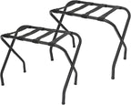 Luggage Rack Set of 2, Suitcase Stand, Luggage Racks for Guest Room, Hotel, Bedroom, Camping, Travel Suitcase Holder, Black Metal Frame, 27.5 x 14.2 x 20.7 Inches