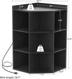 Aheaplus Corner Cabinet, Black Corner Storage with USB Ports and Outlets, Corner Cube Toy Storage for Small Space, Wooden Cubby Corners Bookshelf with 9 Cubes for Playroom, Bedroom, Living Room, Black