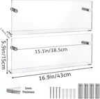 Youeon 2 Pcs Clear Acrylic Magazine Holder Wall Mount, 17 Inch Hanging Magazine Rack with Hardware, Floating Bookshelf Brochure Display Organizer for Home, Office, Reception Area