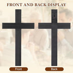 NUOBESTY 1Pc Wooden Cross for Wall, Black Christian Wall Decor Rustic Wood Hanging Accent for Indoor Home Prayer Room Church Baptism Confirmation Wedding, 11.02 x 6.30 x 0.79 in