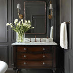 ANDY STAR Hand-Forged Bronze Bathroom Mirrors for Wall, 30x40 Inch Vintage Solid Steel Metal Frame Bathroom Vanity Mirror, Antique Rounded Rectangle Wall Mirror, Hangs Horizontally or Vertically