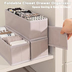 MURRI&MURRDI Mini Foldable Clothes Drawer Organizer 6 Pcs, Small Fabric Storage Organizer for Nursery, Sock, Underwear, Bra, Belt, Tie, Scarves , Gray