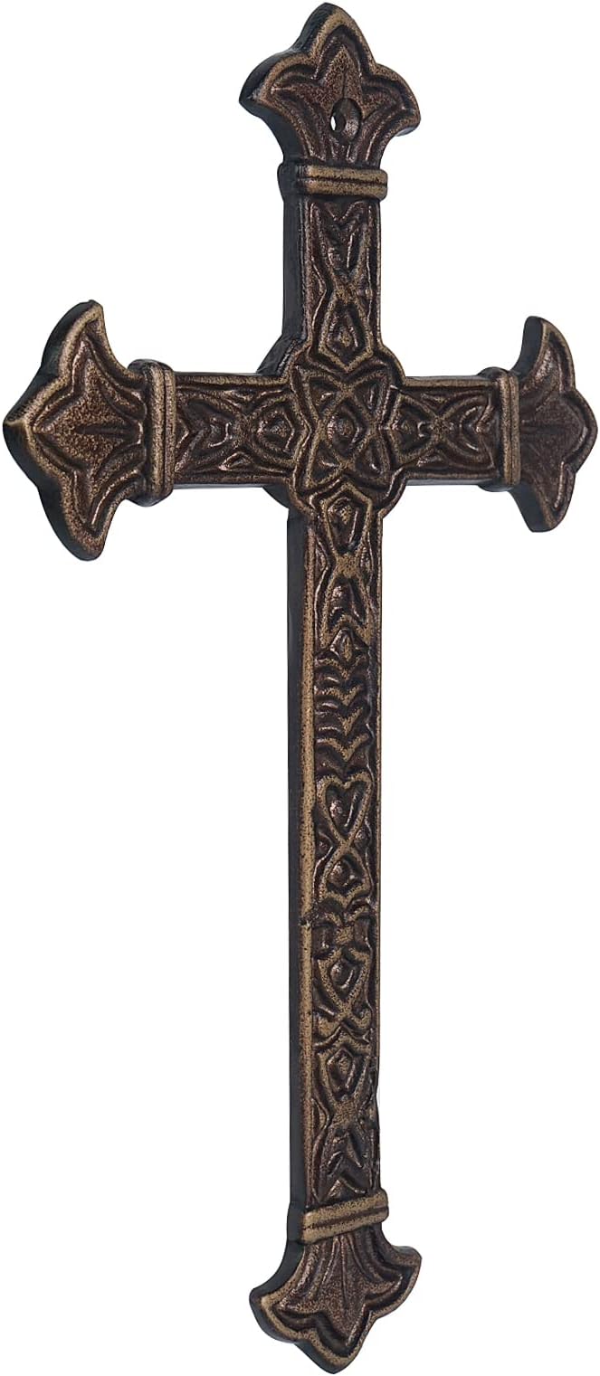 DreamsEden Metal Cross Christian Wall Art, Antique Hanging Religious Cross Decor Vintage Living Room Bedroom Home Decoration