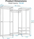 VIPEK V5C Medium Covered Clothes Rack Heavy Duty Portable Closet Wardrobe, Freestanding White Clothing Rack with Grey Upgarded Polyester Cover, Adjustable Custom Closet Rack, 56.7" Lx15.7 Wx76.4 H