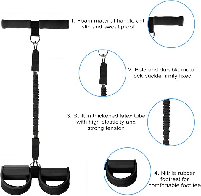 Upgraded Pedal Resistance Band with Handle - Fashion Puller Exercise Tool, Thickened Built-in Latex Tube Pedal Resistance Device & Soft Nitrile Rubber Anti-Slip Footrest for The Core/Arms