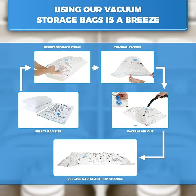 10-Pack XXL - Jumbo Vacuum Storage Bags - Space Vacuum Storage Bags for Clothing Space - Ideal for Comforters, Blankets & Sealing Large Oversize Clothing Post-Winter - 10x XXL Size (47x35in)