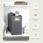 BLU MONACO Magazine Basket: Grey Leather Bathroom Holder – Stylish Modern Rack and Newspaper Stand, Decorative Floor-Mounted Organizer for Elegant Bathroom Storage.