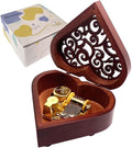 Pursuestar Amazing Grace Music Box, Heart Shaped Vintage Wood Mechanism Wind Up Musical Box Gifts for Catholic and Christian Baptism, First Communion or Confirmation