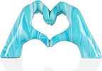 Navy blue hand heart decoration, heart hand statue, love finger sculpture wedding decoration, suitable for bookshelf coffee table office bedroom TV cabinet bookshelf small ornaments home decoration.