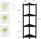 Wisuce Corner Shelf, 100% Real Bamboo Shower Corner Shelves Free Standing Shelf Storage Organizer for Bathroom Living Room Kitchen (Black, 4 Tier)