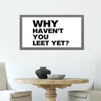 Positive Saying Hanging Wall Sign with Family Quote Why Haven't You Eet Yet Gray Frame Wooden Plaque Birthday Housewarming Gift for Office Cafe Bar Farmhouse Porch Cottage Wall Decor 12x22in