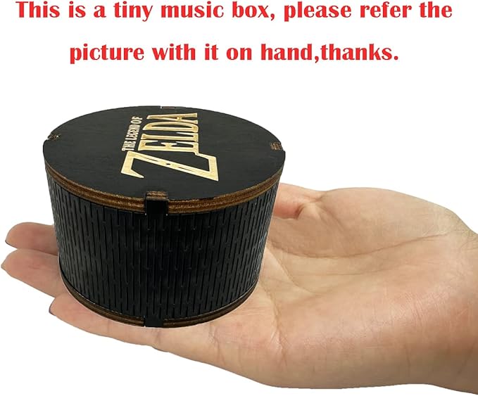 Youtang Zelda:Song of Storms from Ocarina of Time Wood Music Box, Round Antique Engraved Handcrank Wooden Musical Boxes Gifts for Lover, Boyfriend, Girlfriend, Husband, Wife(Black)