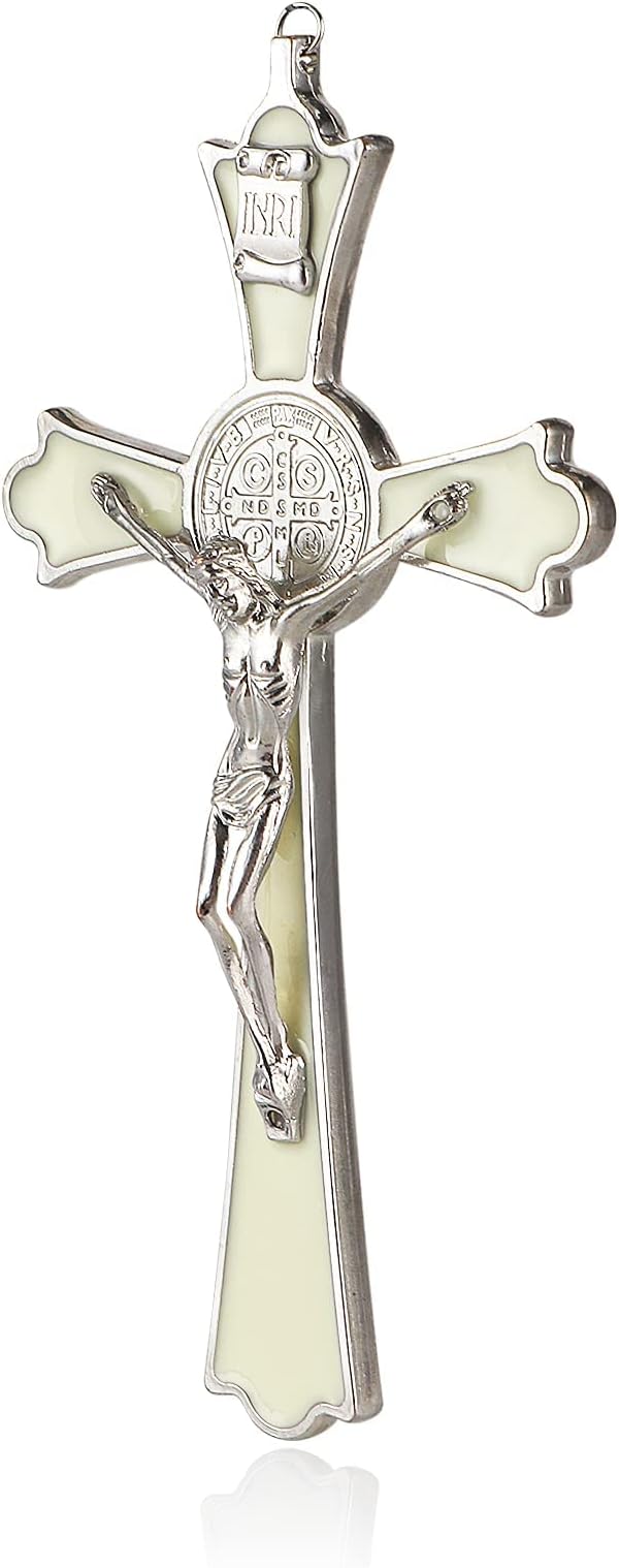 VINETEN Saint Benedict Enamel Crucifix - Crucifix Wall Cross Metal Wall Art-8 Inch Cross Give Blessing and The Spiritual Sacred:Faith Gift for your Acquaintances