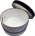 Sarah's Hat Boxes Classic Houndstooth Hat Box – 14.75" x 7.5" (Dia. x Ht.) Handmade in USA – Odorless Non-Toxic Adhesive, Cording Handle – Premium Storage for Hats & Accessories