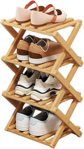 Simcat Bamboo Shoe Rack, Portable Folding Shoe Storage Rack,No Installation Free Standing Shoe Rack for Entryway, Closet, Dorm/Small Spaces (4 Tier)