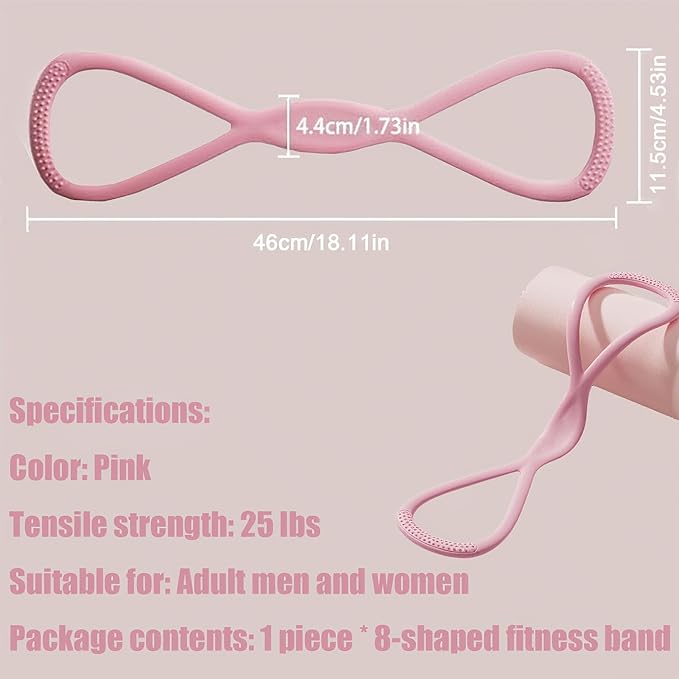 Resistance Bands, Figure 8 Resistance Bands for Women Men, 8 Shaped Resistance Rubber Band for Arms, Back, Shoulder Stretch with Handles, Not Break, Portable