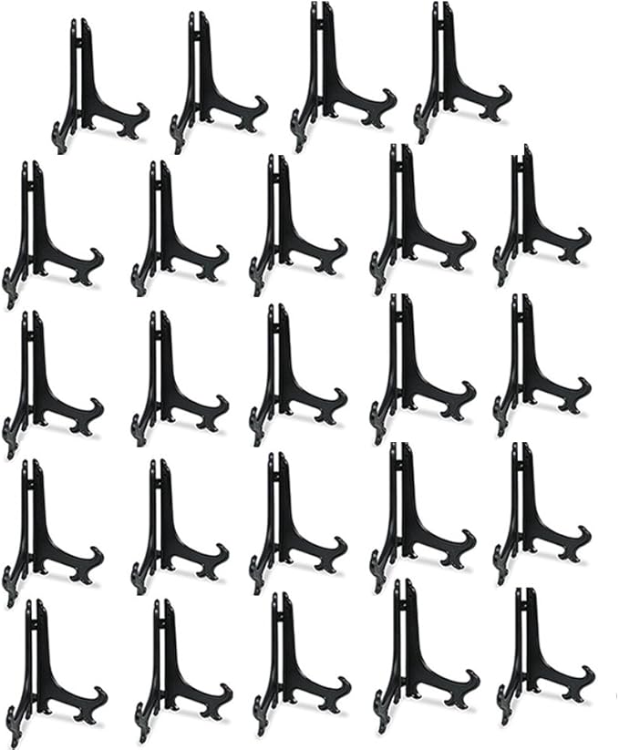 Artliving 3" Black Plastic Stand Cookie Holder Display Stand Place Card Holder Display Easels at Weddings, Birthday Party(24 Pack)